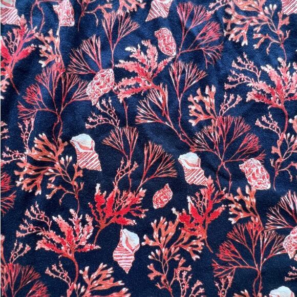 Liz Claiborne Navy/Orange Shell Print Short Sleeve Shirt Dress- S - Picture 3 of 9